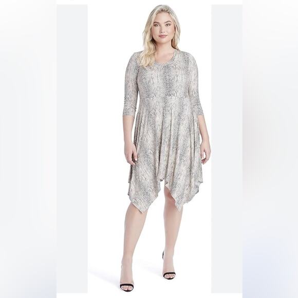 NEW Jessica Simpson Plus Size Kaelin 3/4 Sleeve Handkerchief Hem Dress, size 3X - Picture 7 of 7